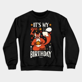 It's My 2nd Birthday Fox And Tacos Gifts Crewneck Sweatshirt